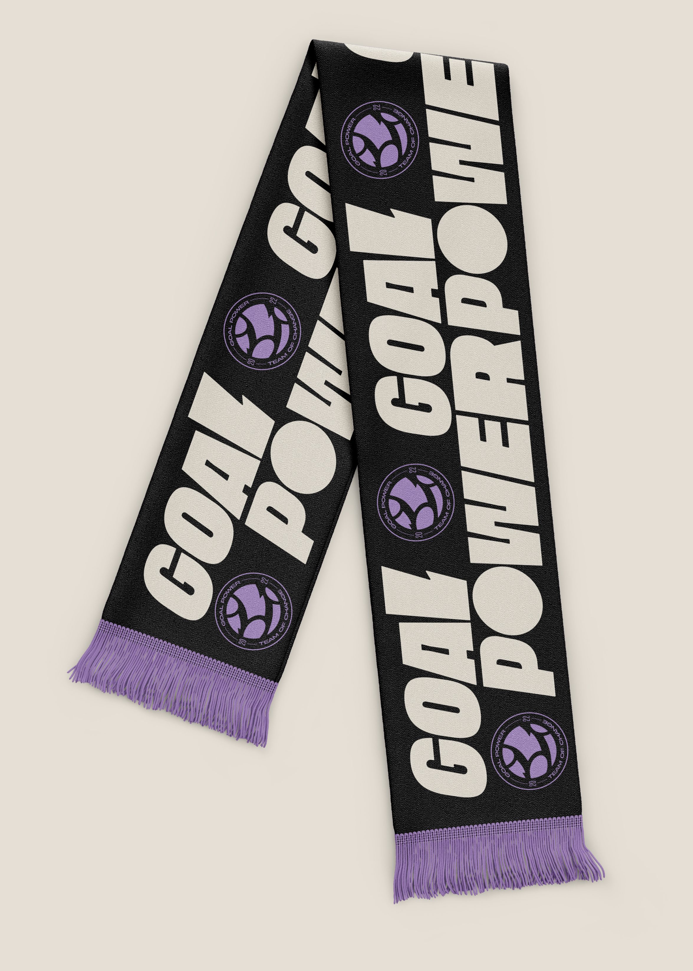 Goal Power branded black and purple scarf