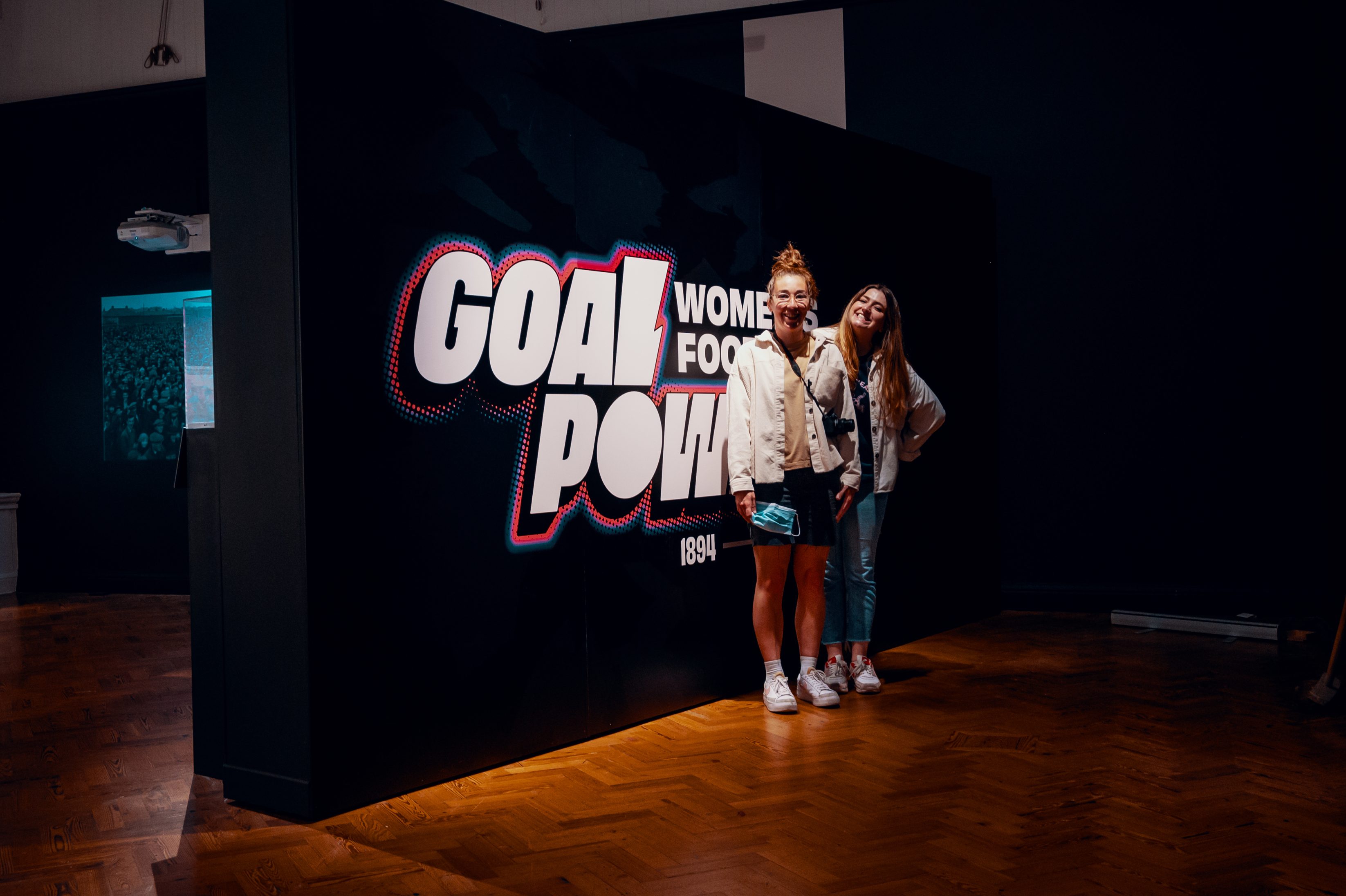 UnitedUs designers, Jemma Kendall and Sorrel Rivers, at the Goal Power exhibition with a big smile their faces