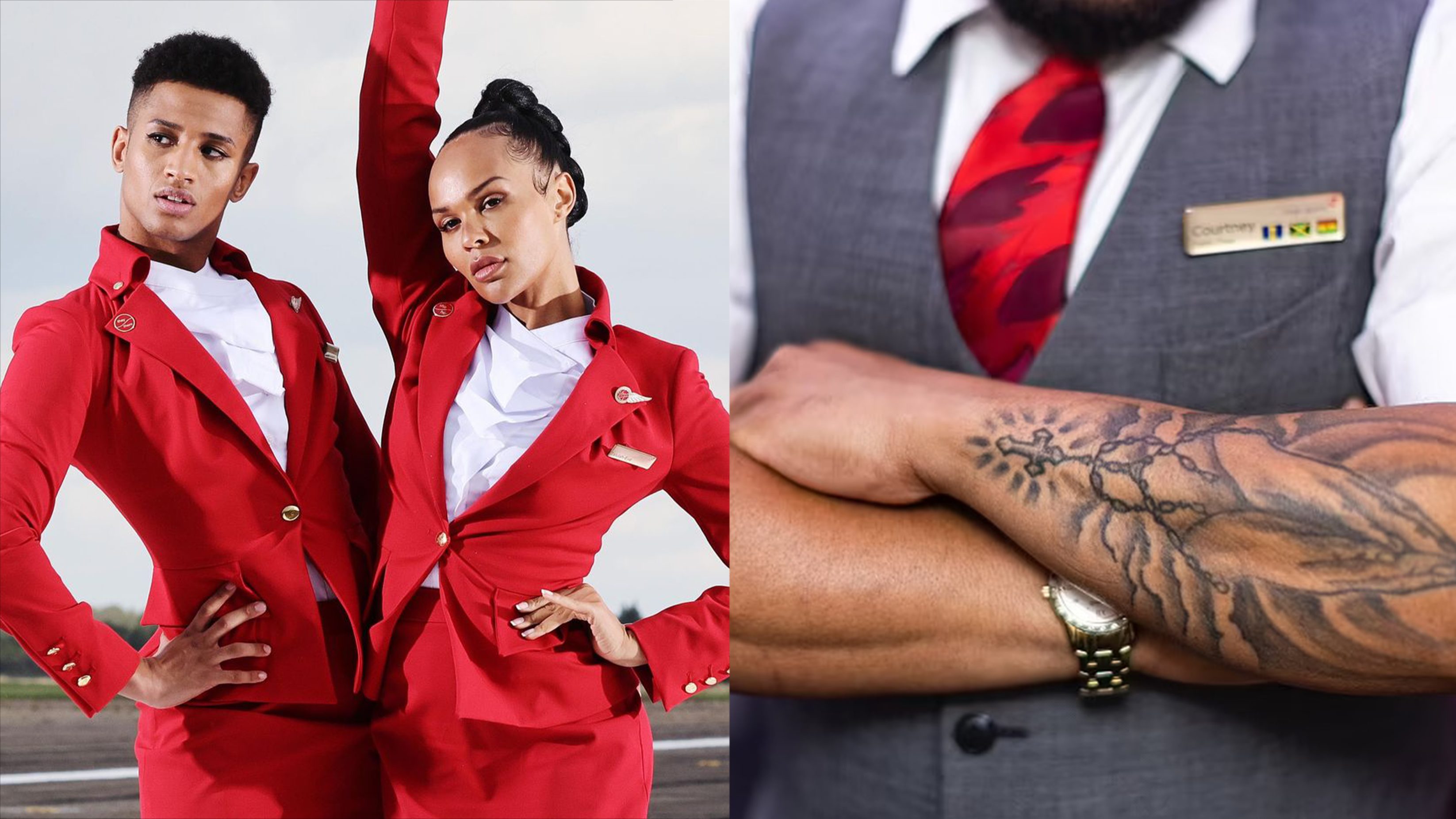 Virgin airlines employees with tattoos