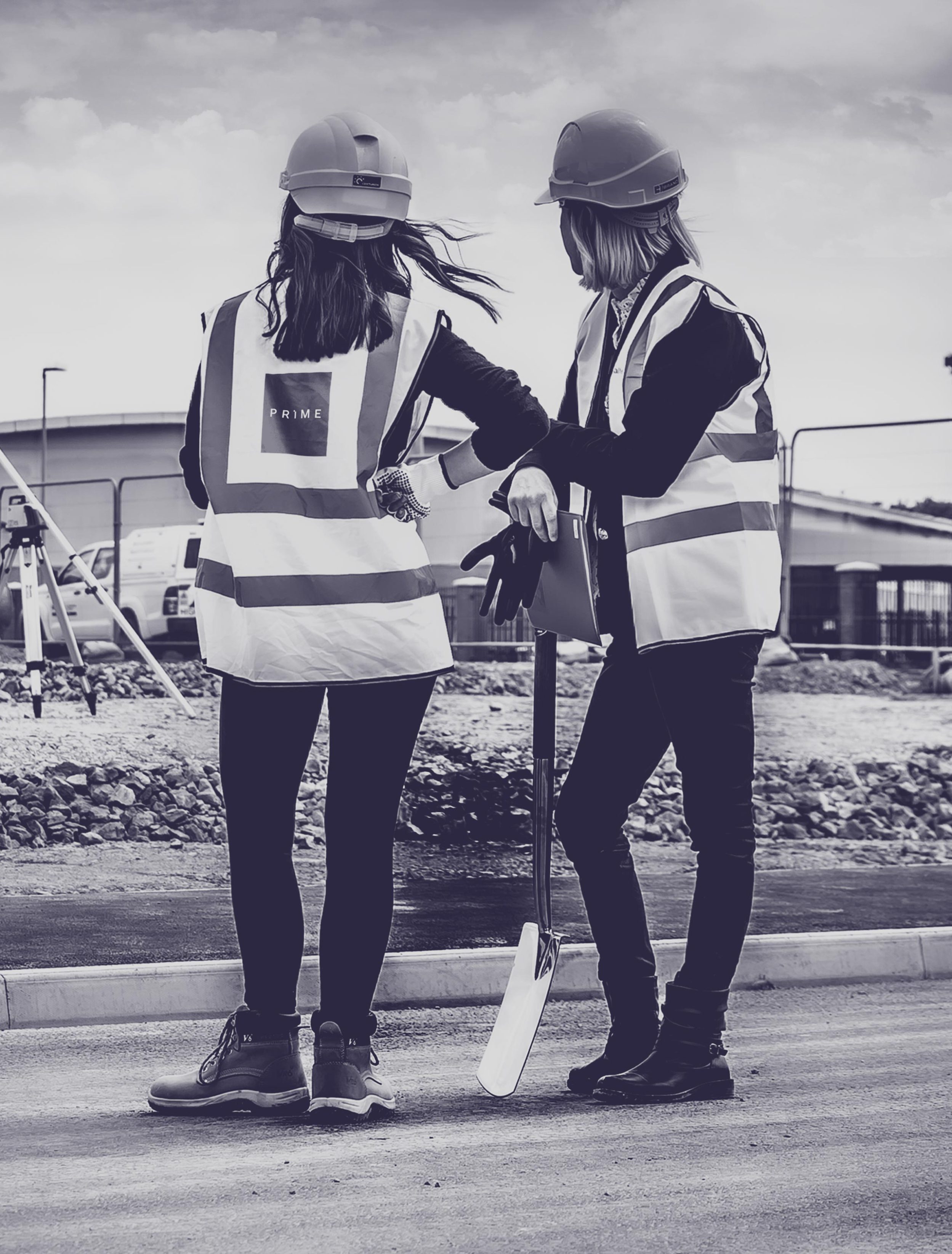 Prime on site photography of two women in PPE
