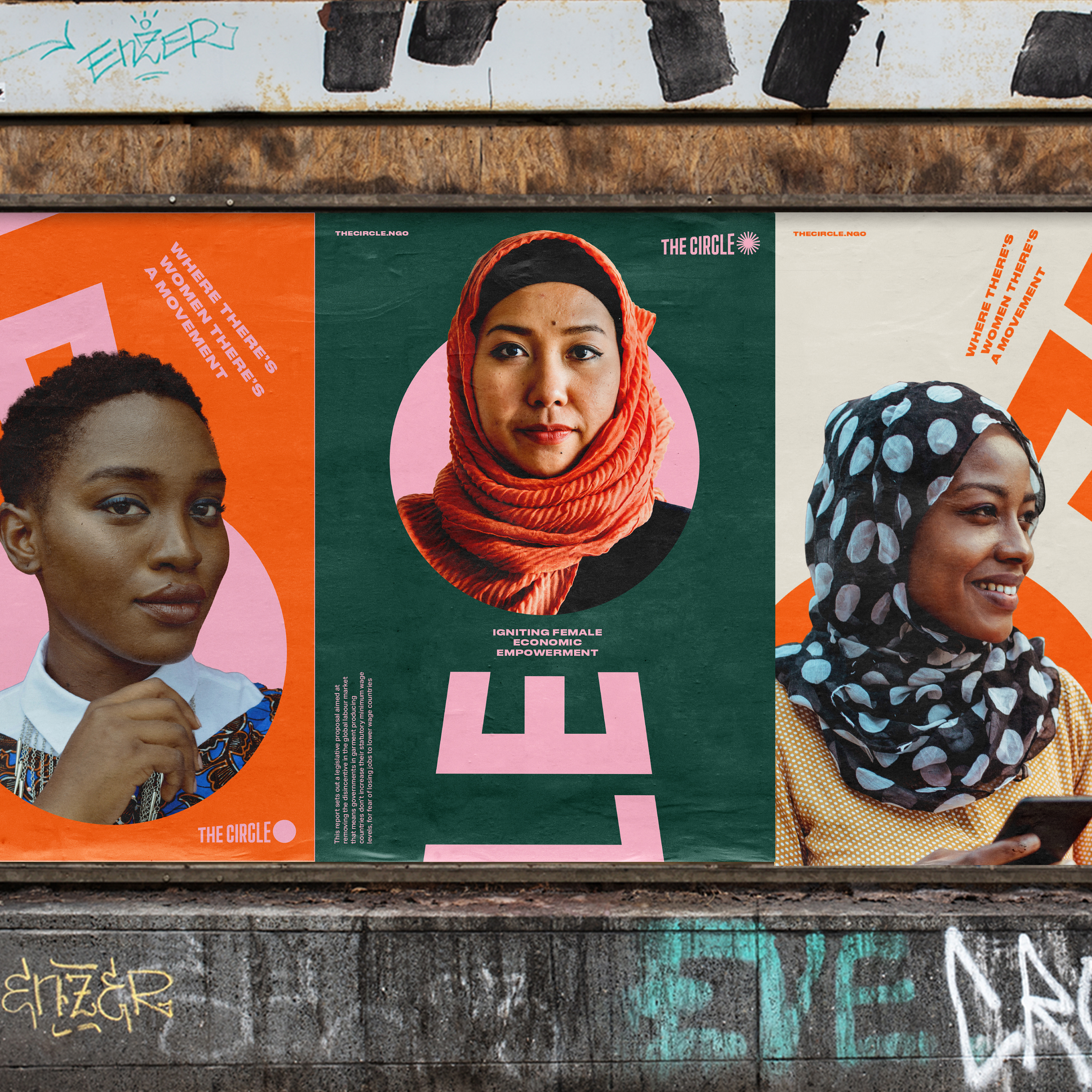 A selection of posters that brand agency UnitedUs created for The Circle brand