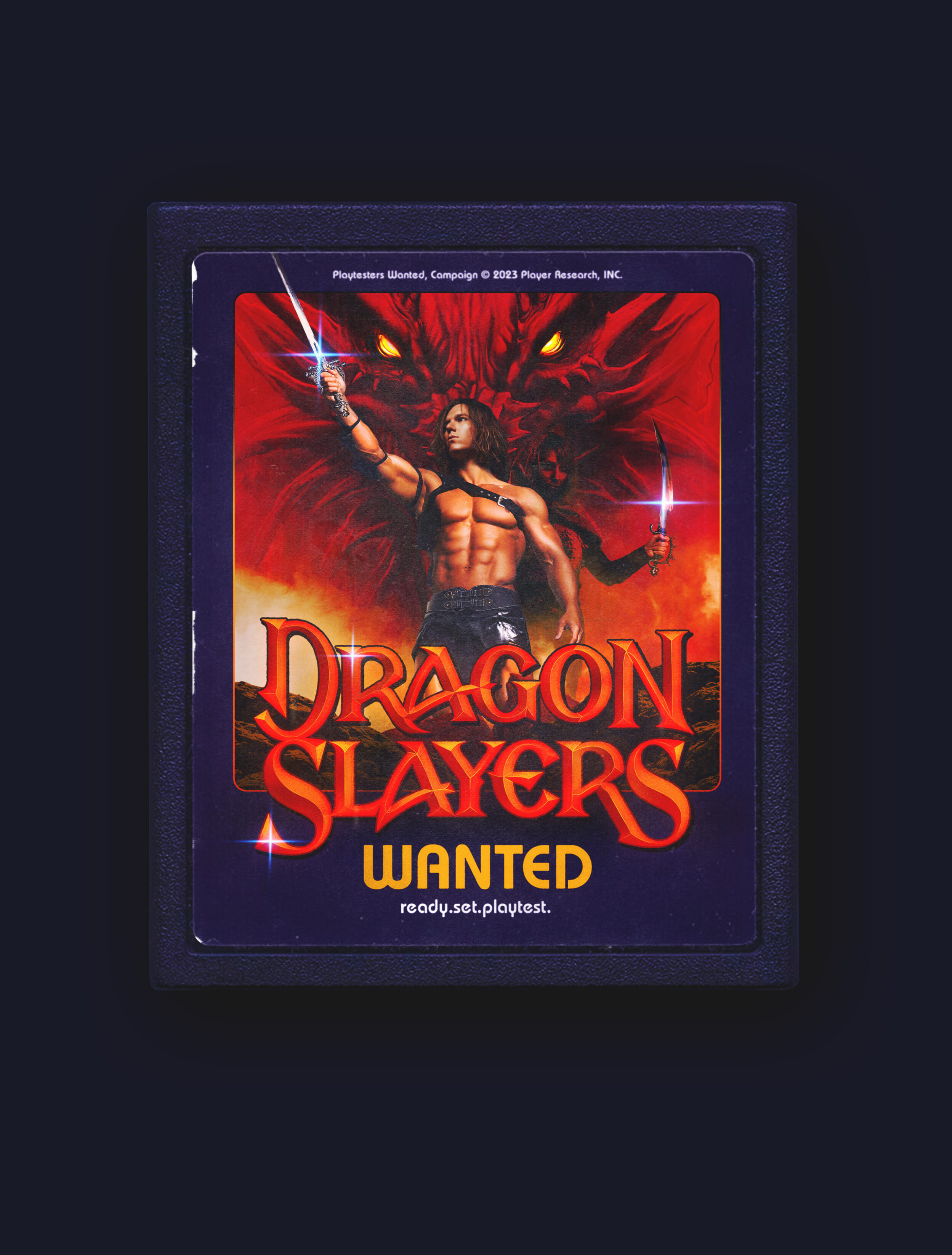 Dragon Slayers Wanted visual on an old school cassette cartridge