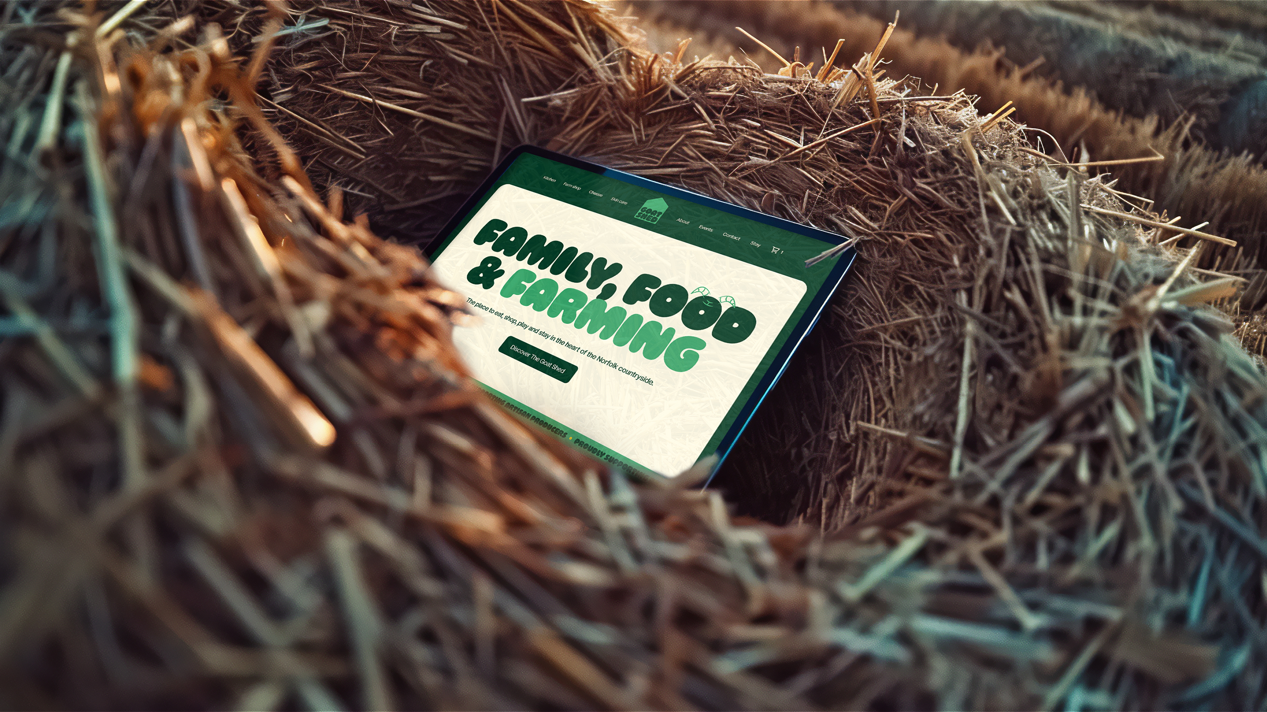 Goat shed website on a table