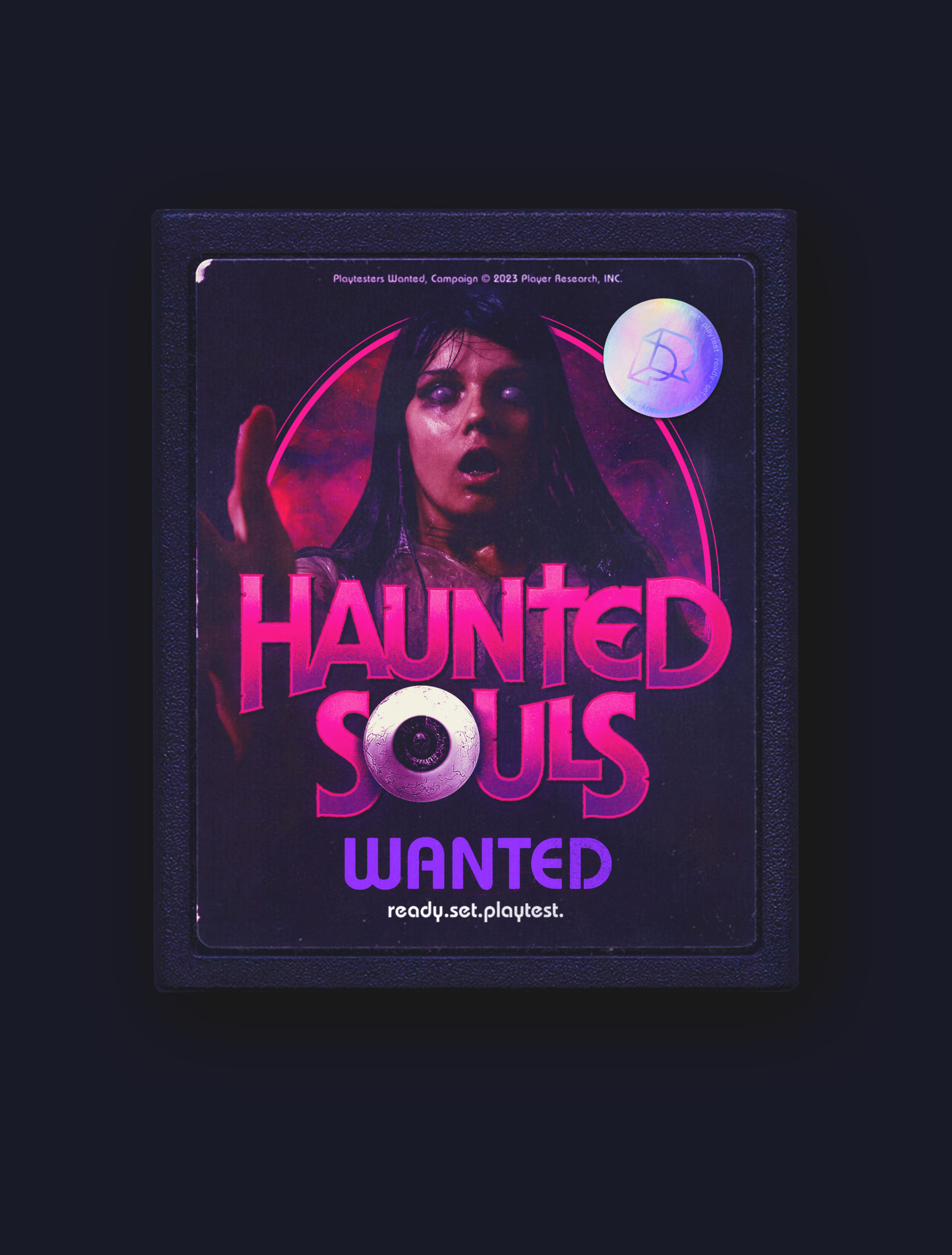Haunted Souls Wanted visual on an old school cassette cartridge
