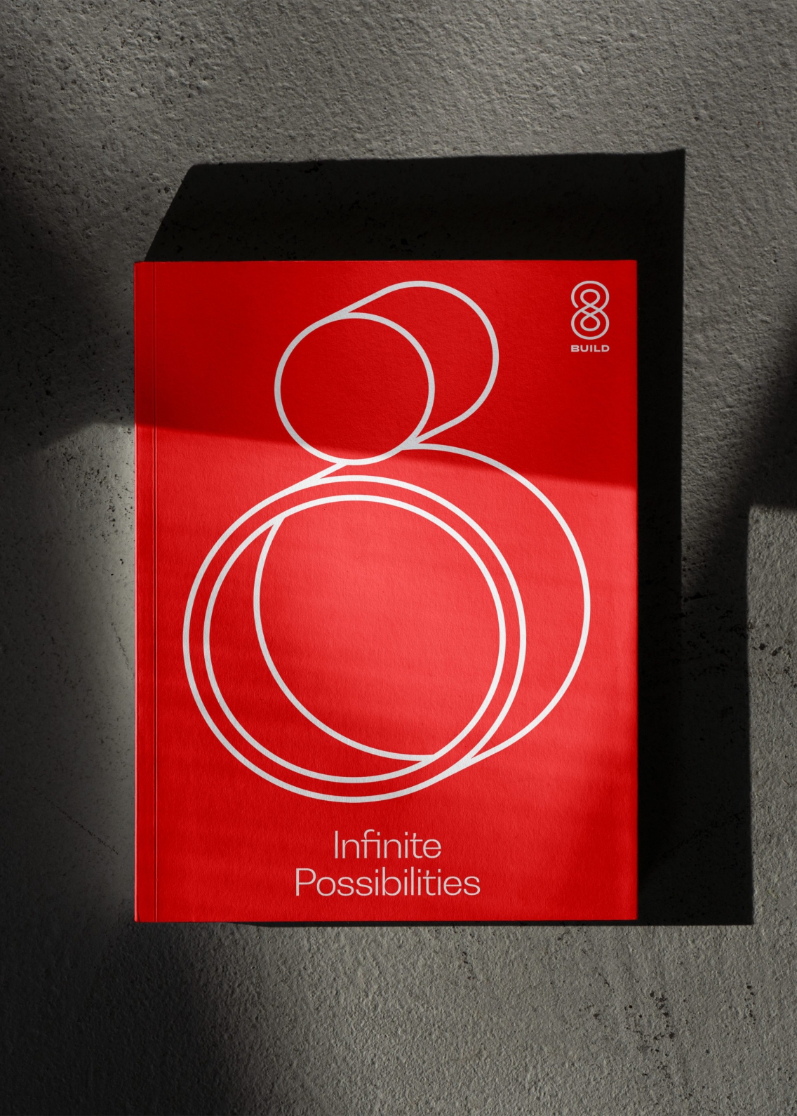 Red report cover with an 8 icon graphic and branding