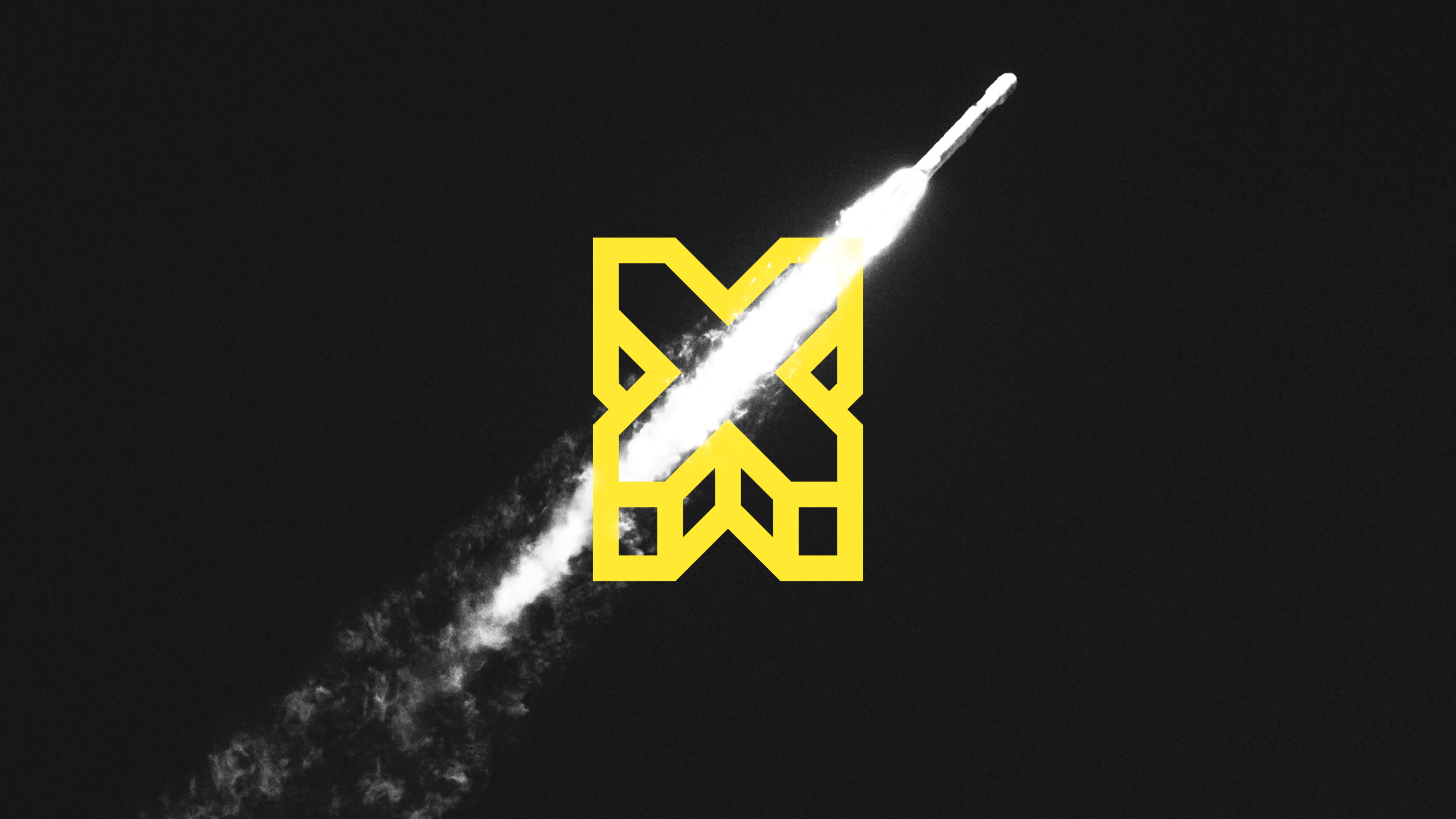 A vintage rocket launches diagonally across a yellow Vox.Bio logo