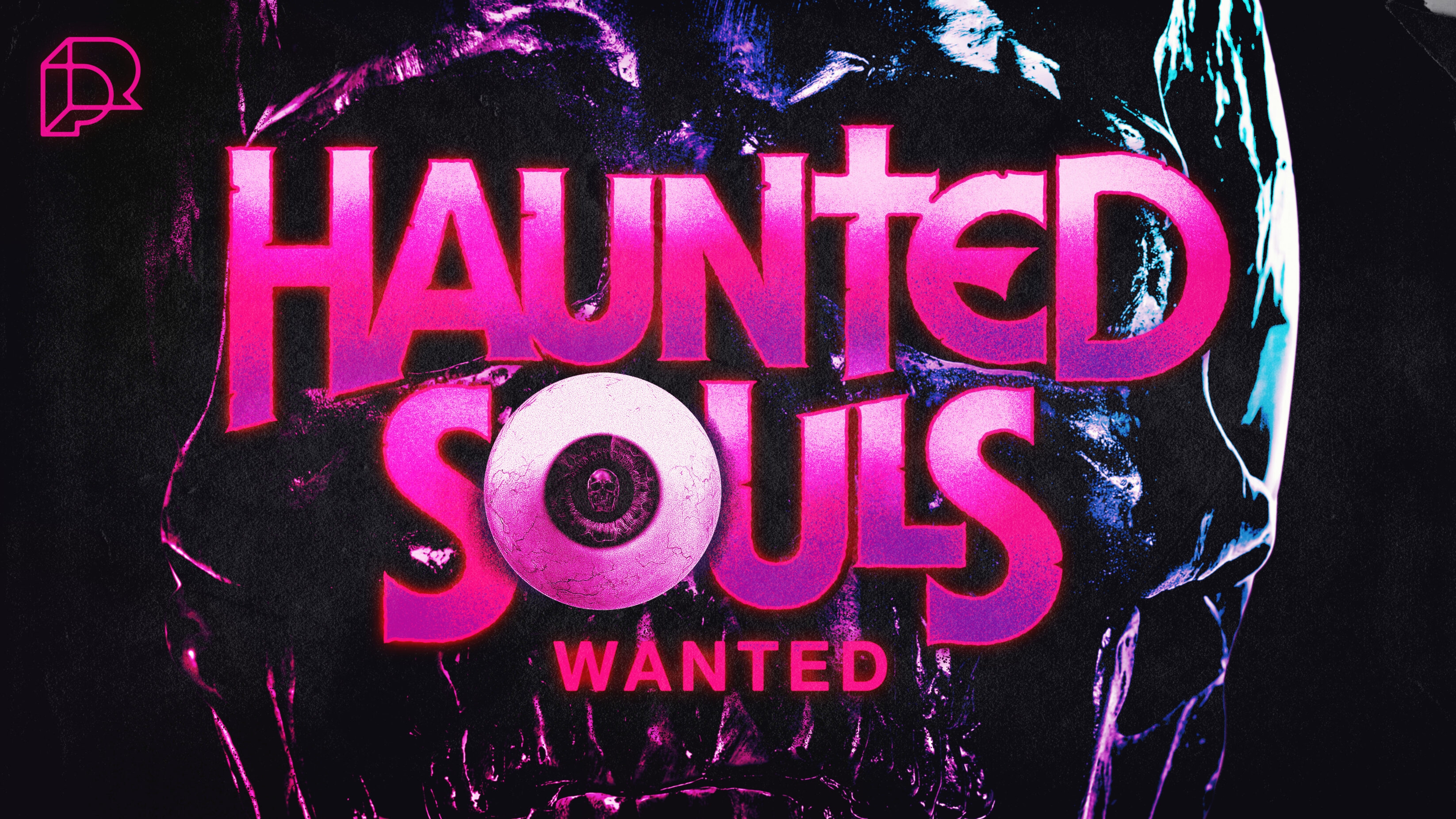 Haunted Souls Wanted graphic visual, with a textured background