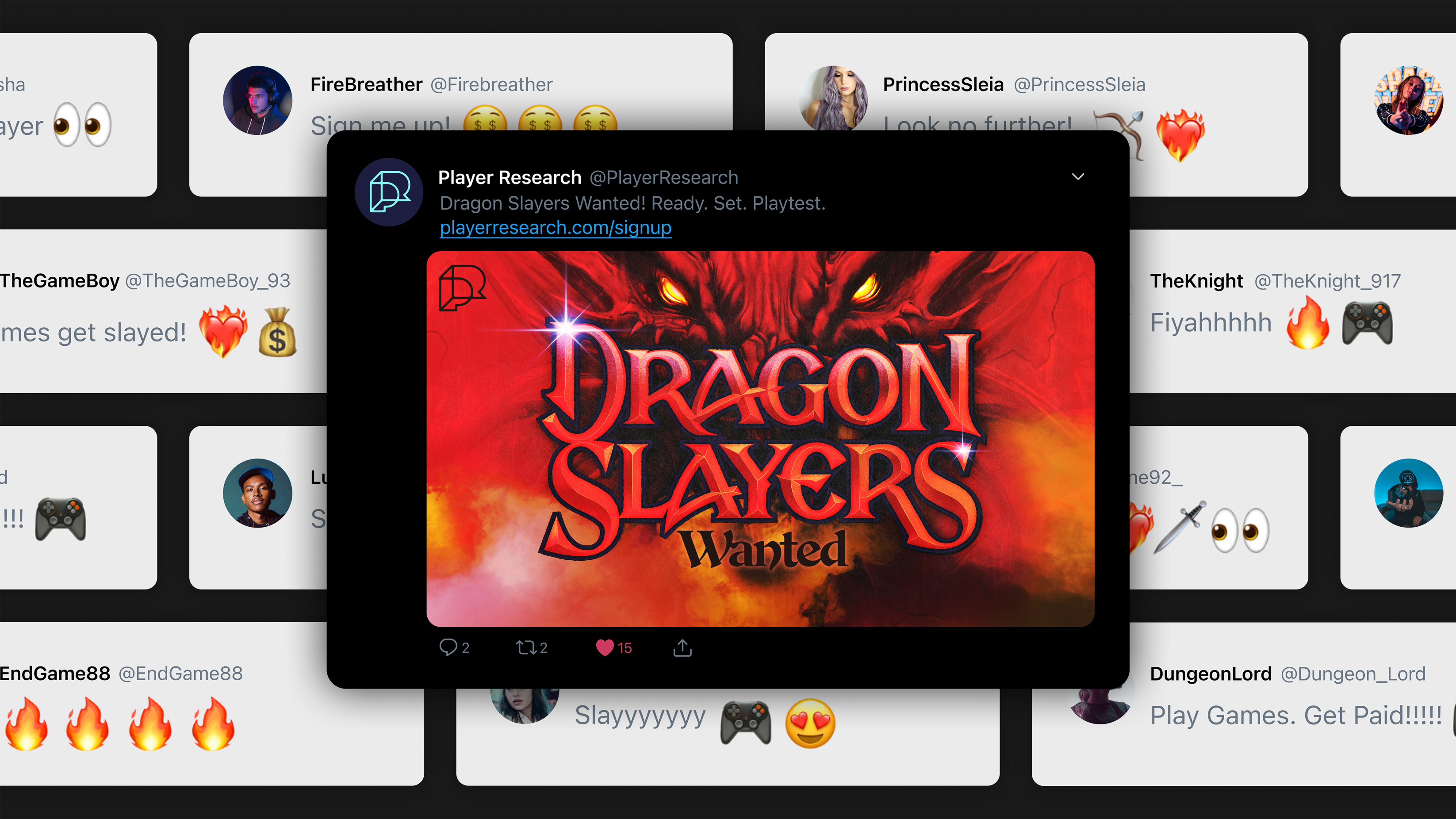 Dragon Slayers Wanted Twitter post