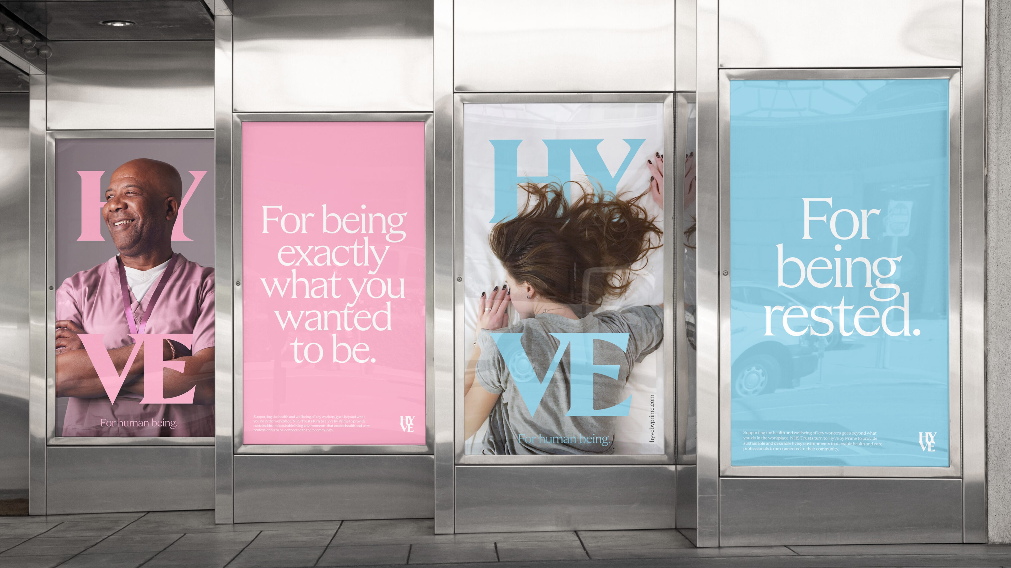 Digital poster set, consisting of four posters, with brand messaging and relative imagery.