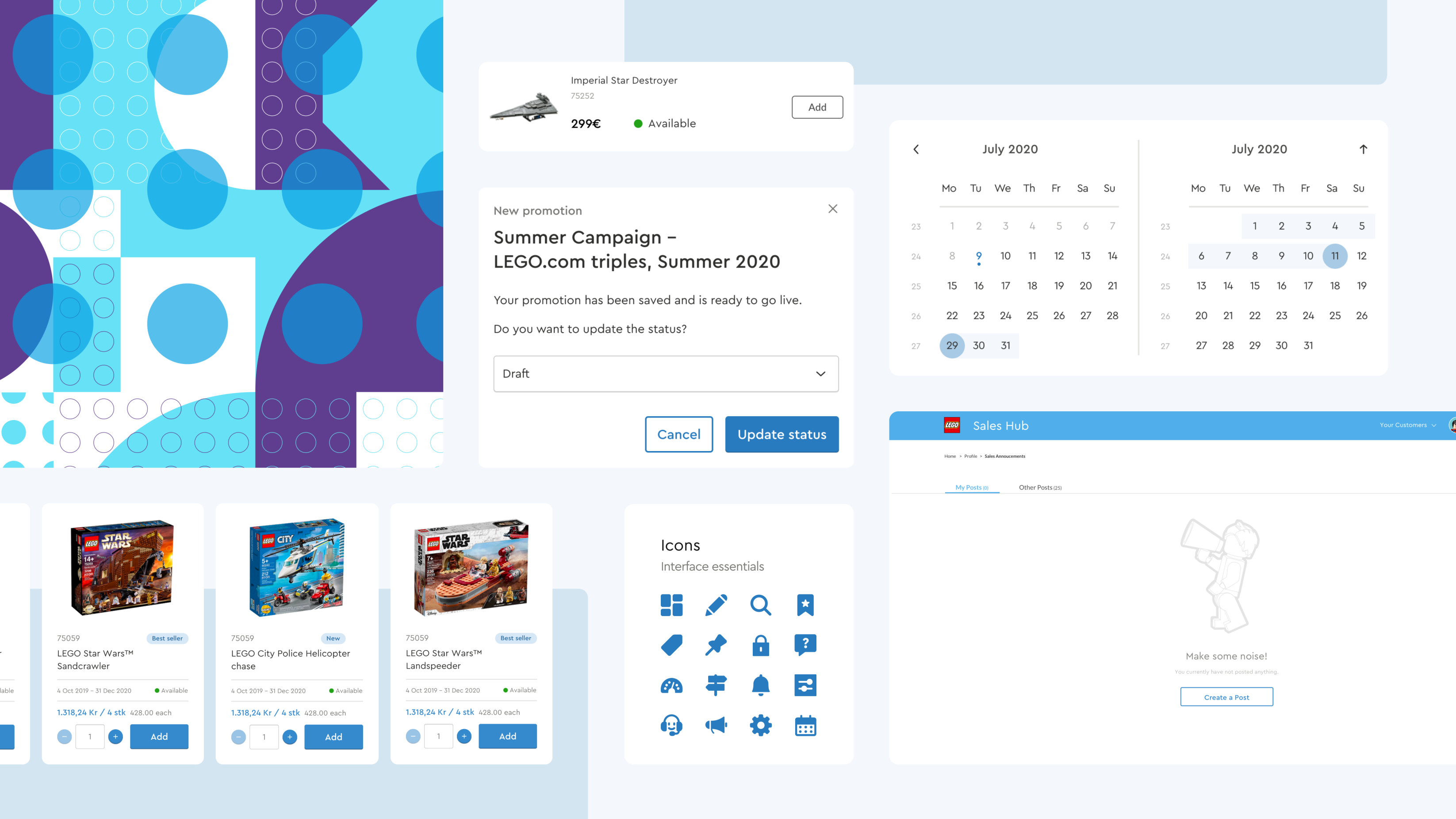 Sample montage of graphics of the KLIK UI system