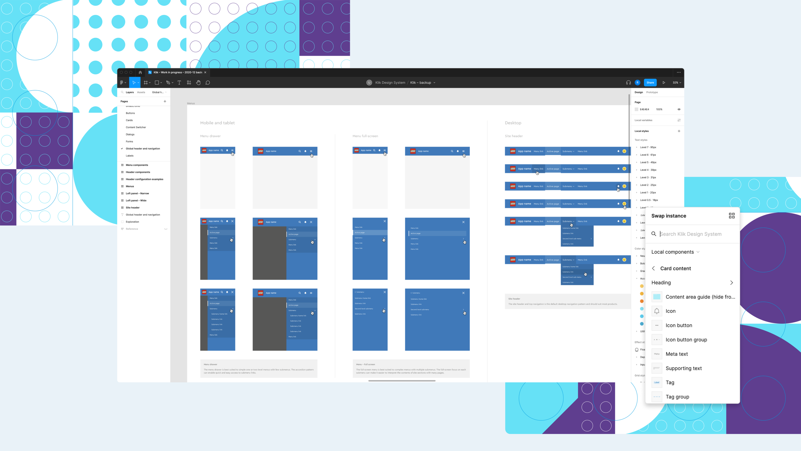 Components of the KLIK UI design system