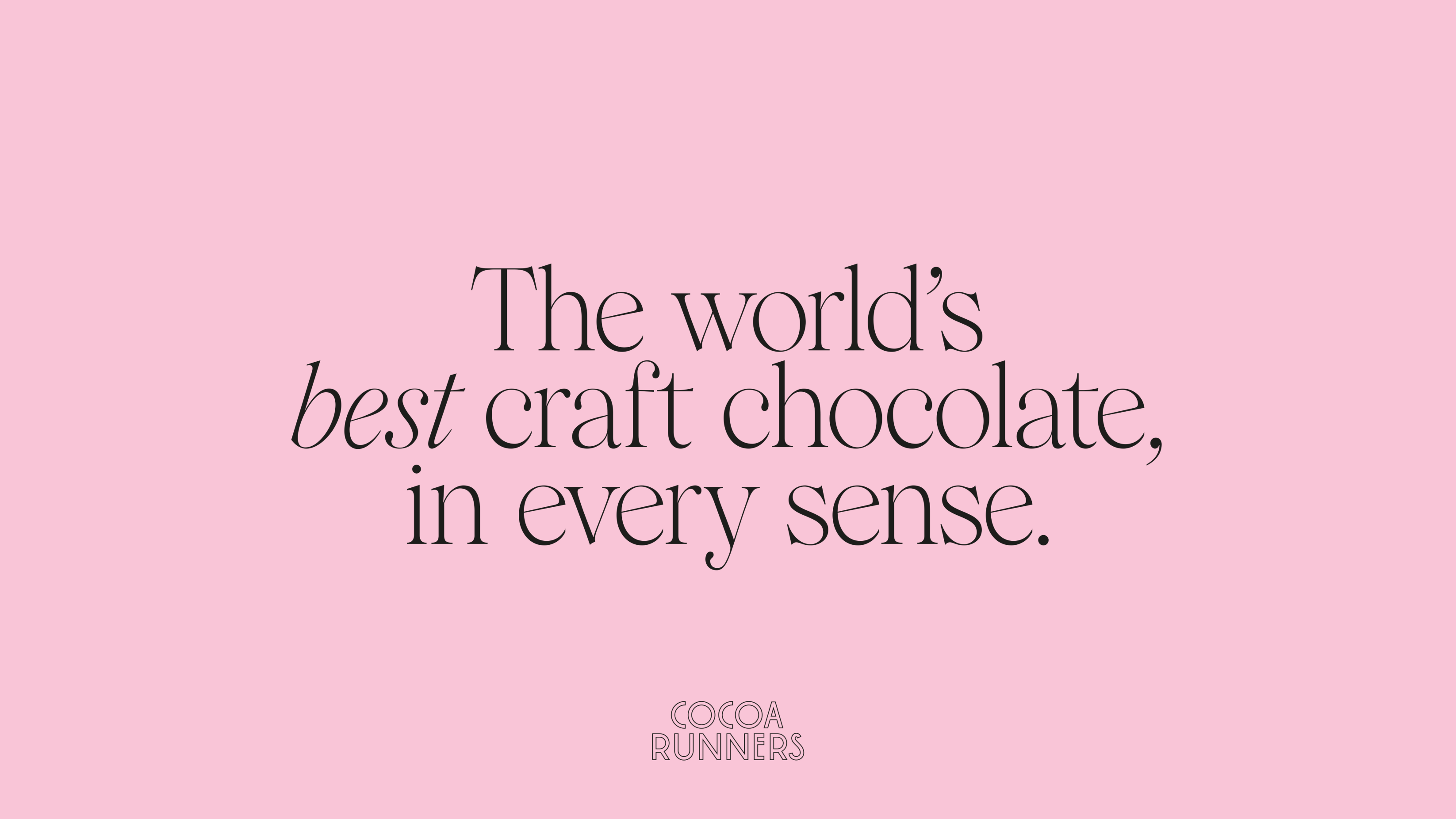 Brand strapline in black text, on a pink background.