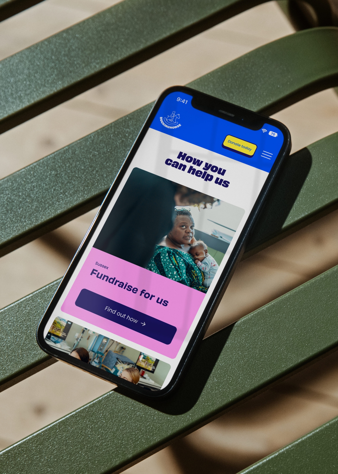 The new Rockinghorse website on a mobile phone