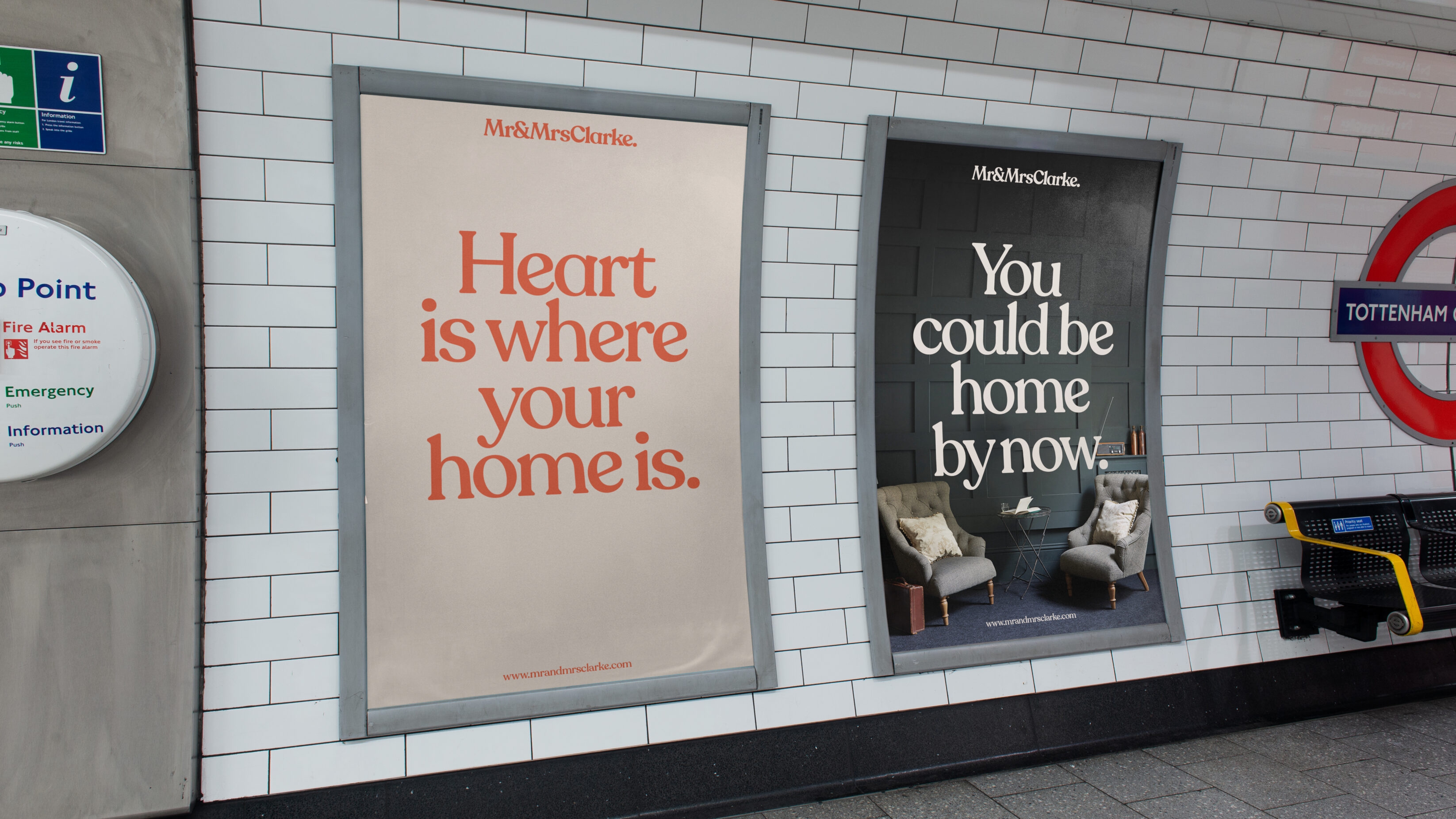 Two London Underground posters, enticing commuters to get home as soon as possible.