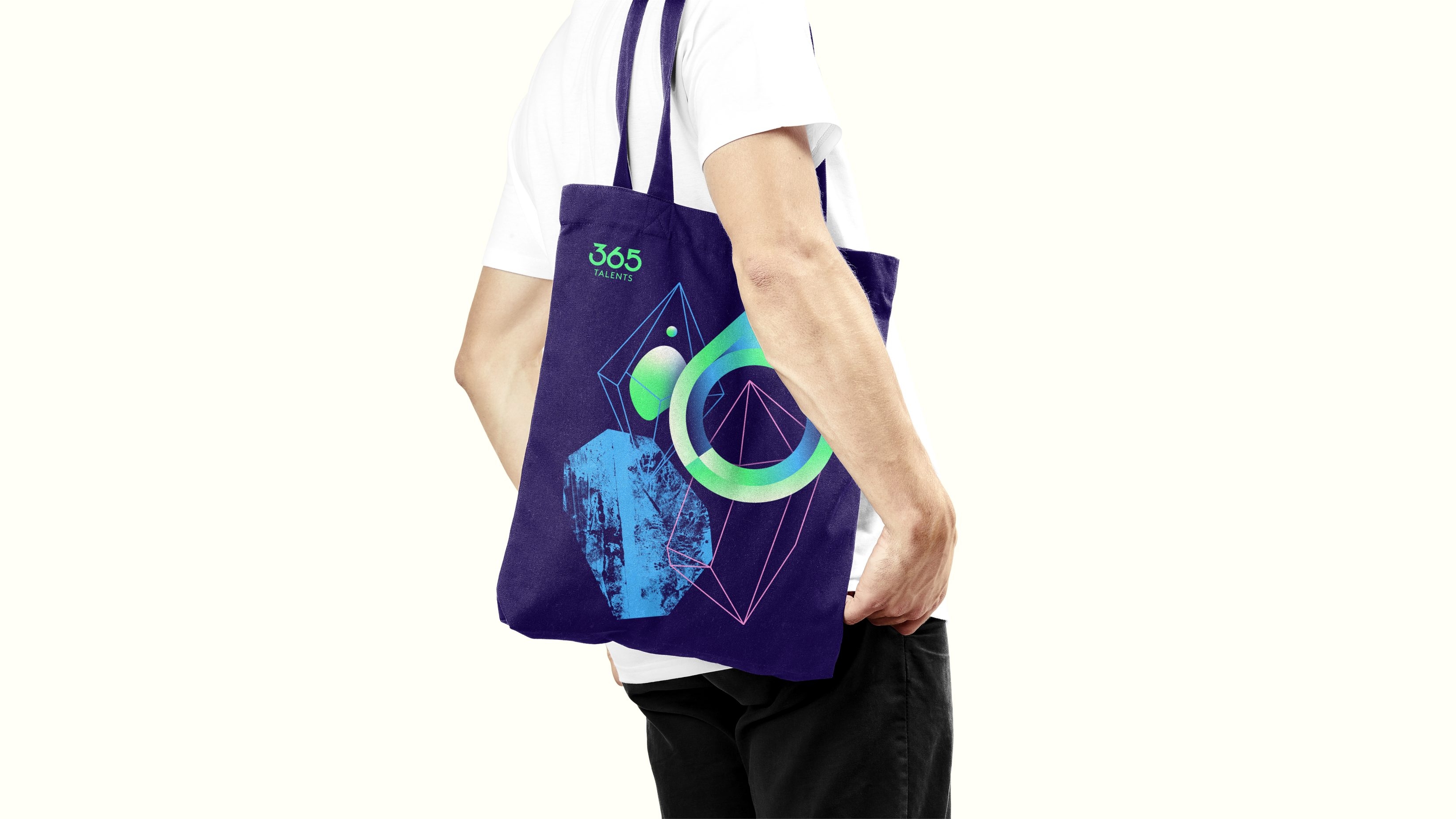 A 365Talents branded tote bag.