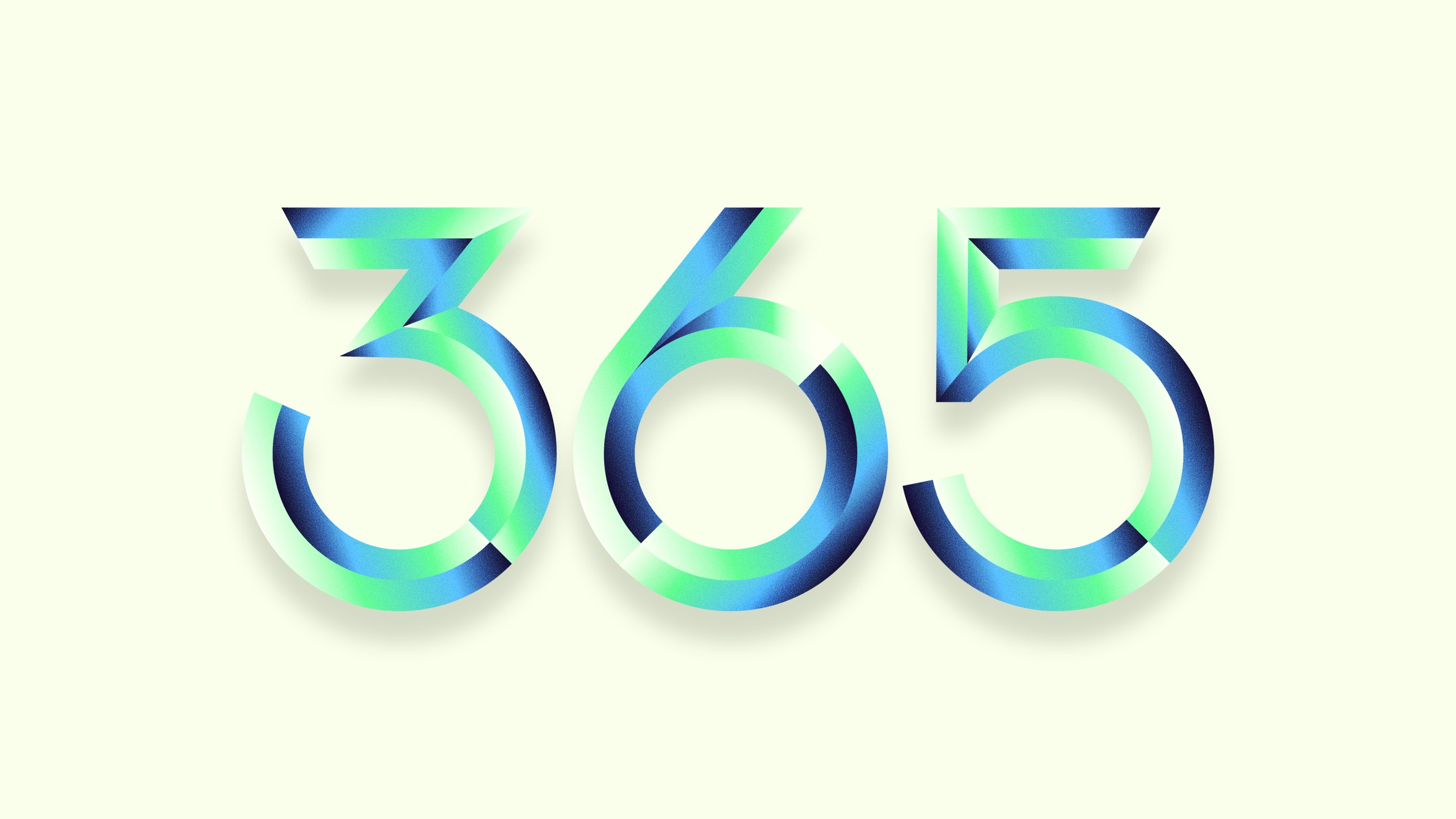 The numbers 365 in a shiny and jewelled font style.