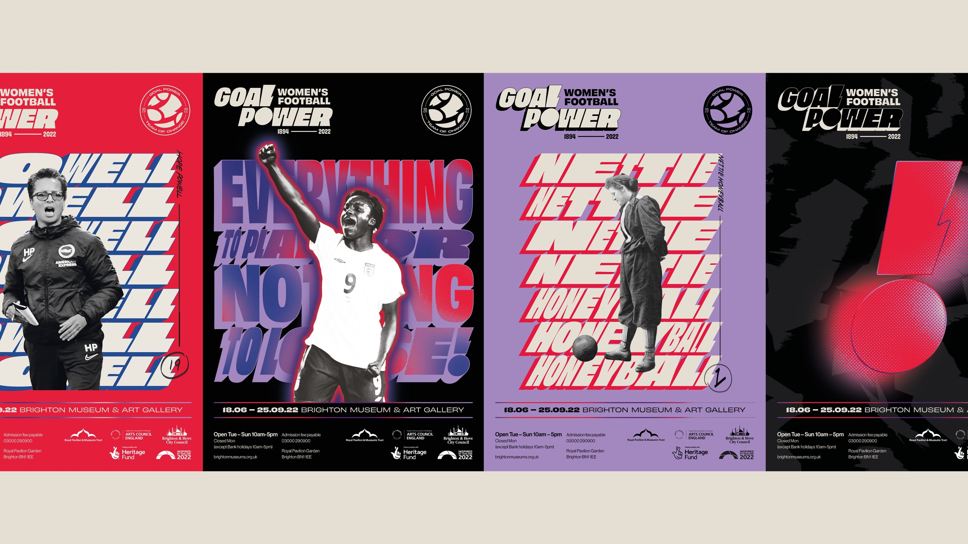 A set of graffiti inspired posters celebrating the passion, history and diversity of women's football.