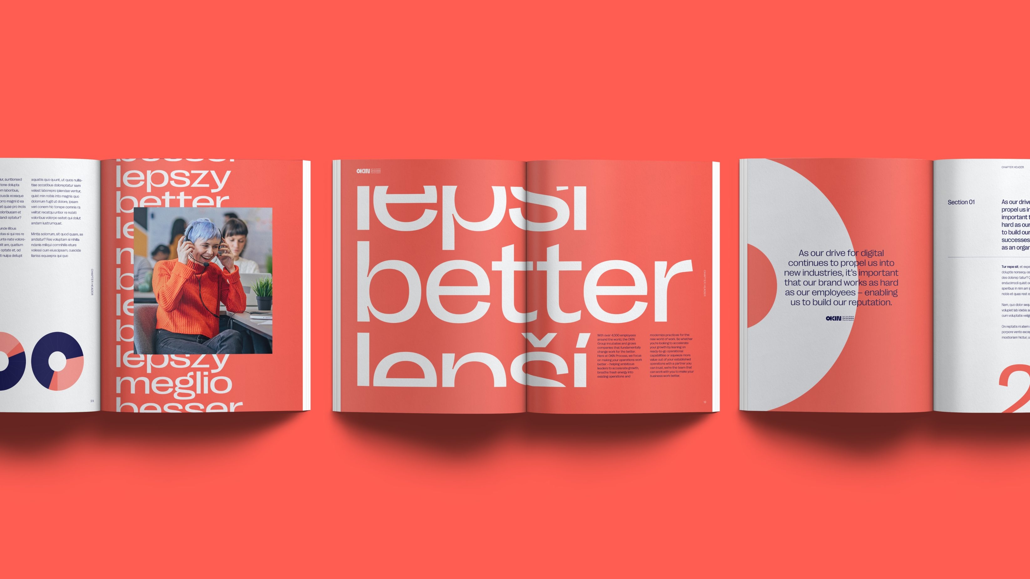 Brochure spread designs for OKIN Process