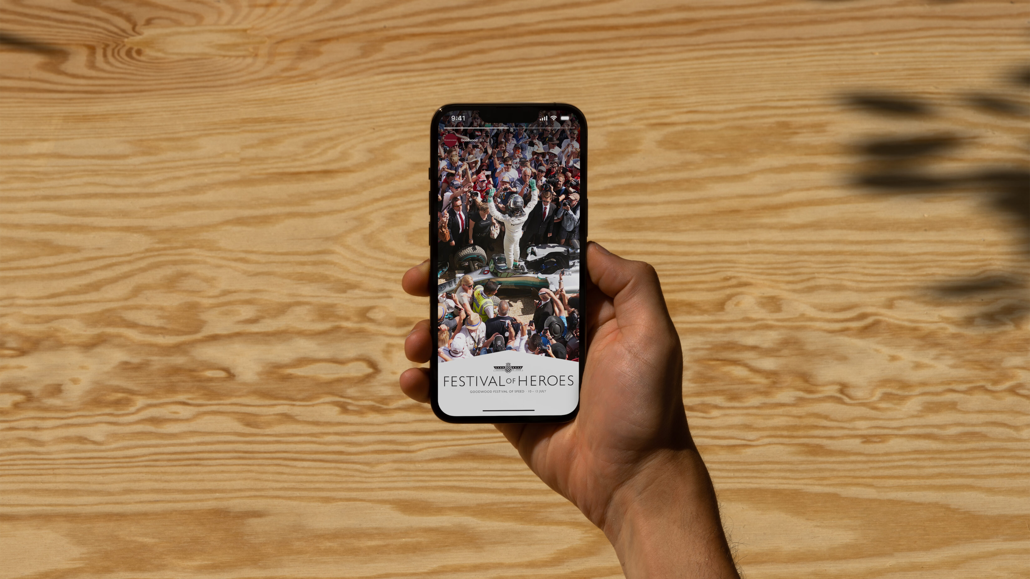 Mobile phone showing an Instagram story, promoting the Festival of Heroes theme.