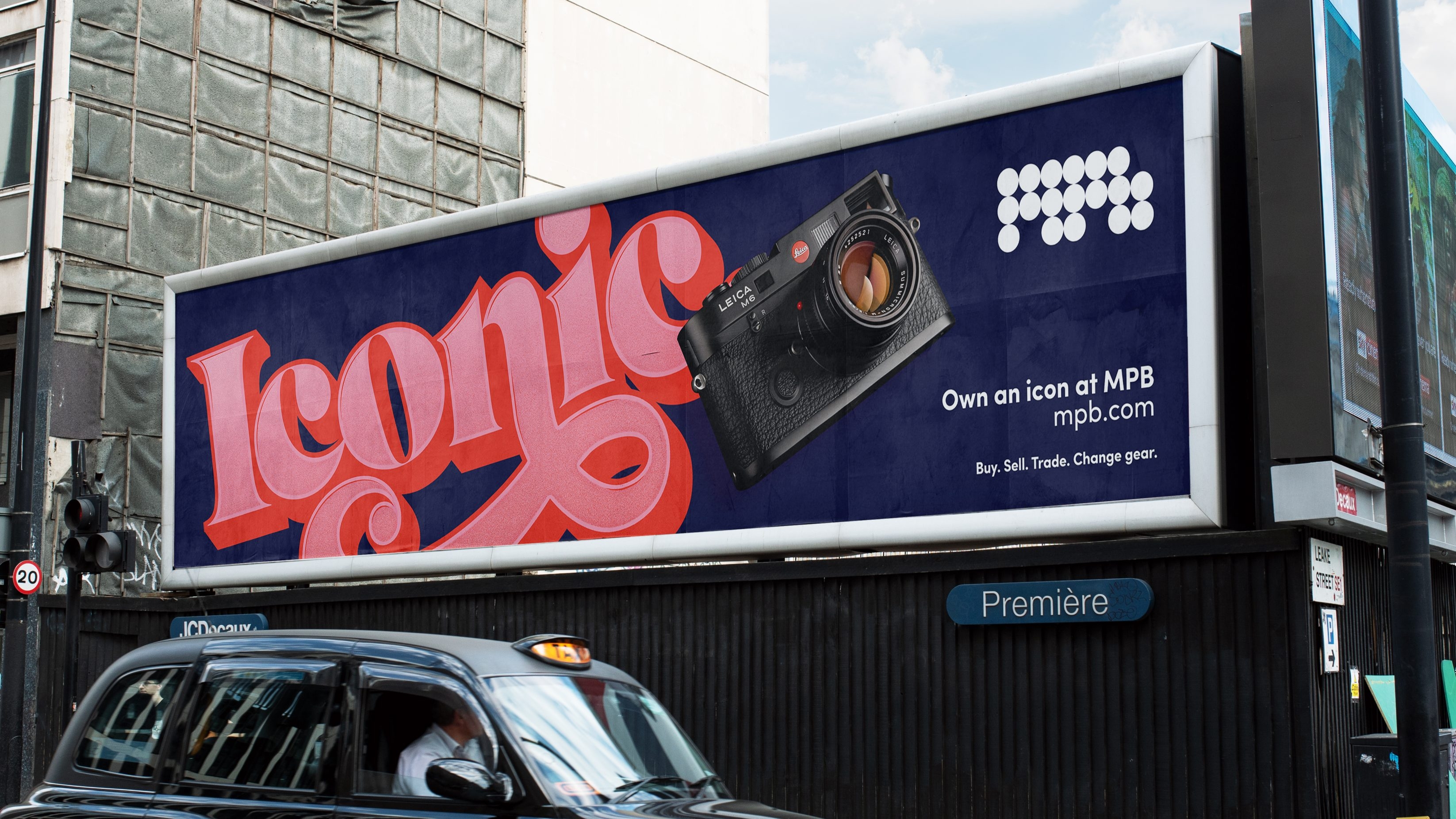 We created a brand campaign for MPB showing how second-hand iconic cameras can be better than new ones - this shows the campaign Iconic concept on a billboard