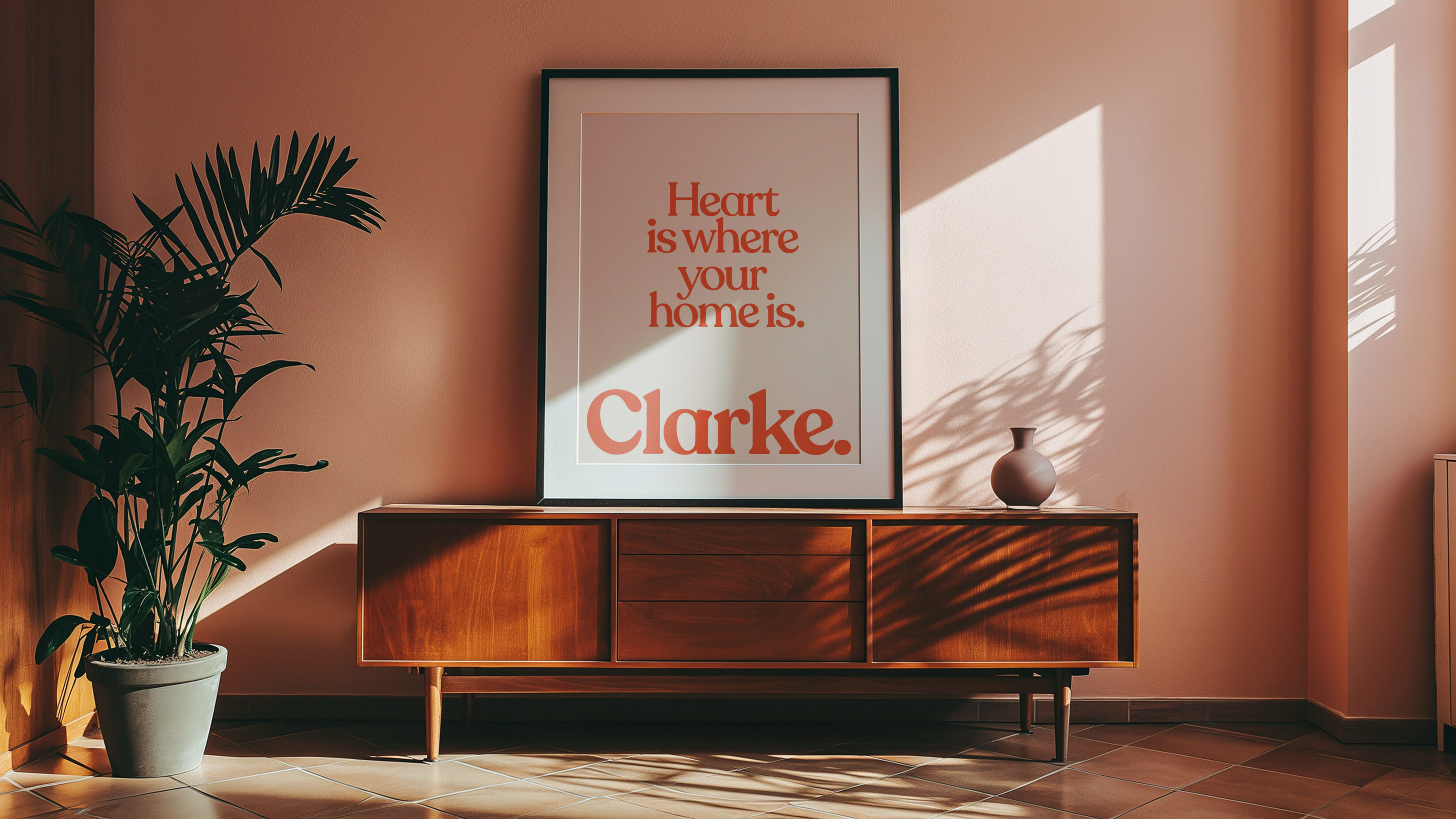 A poster designed for Mr and Mrs Clarke showing off their brand