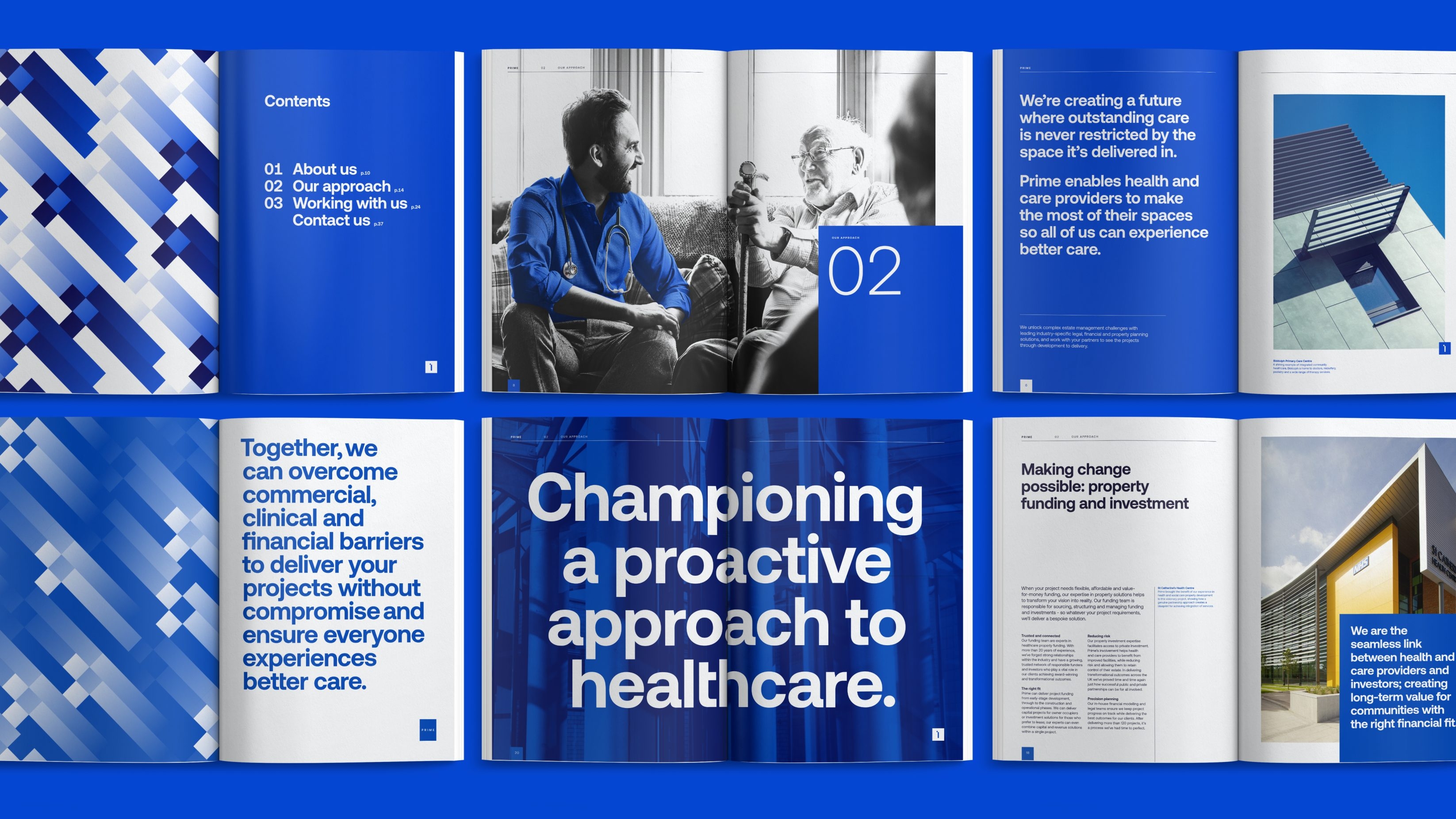 A selection of extracts from a Prime PLC brochure showing their brand architecture at work