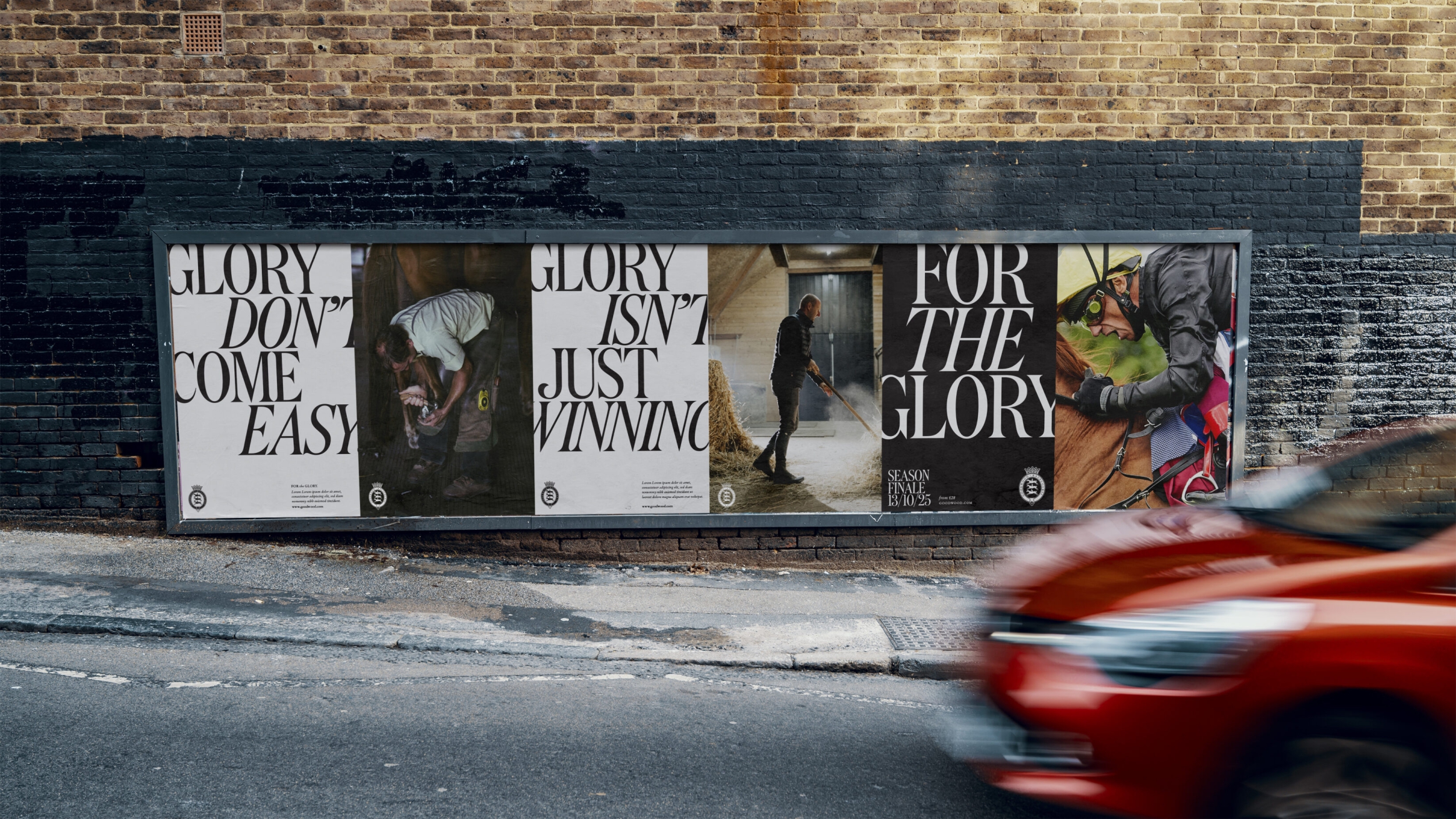 Glory Don't Come Easy brand message on a billboard