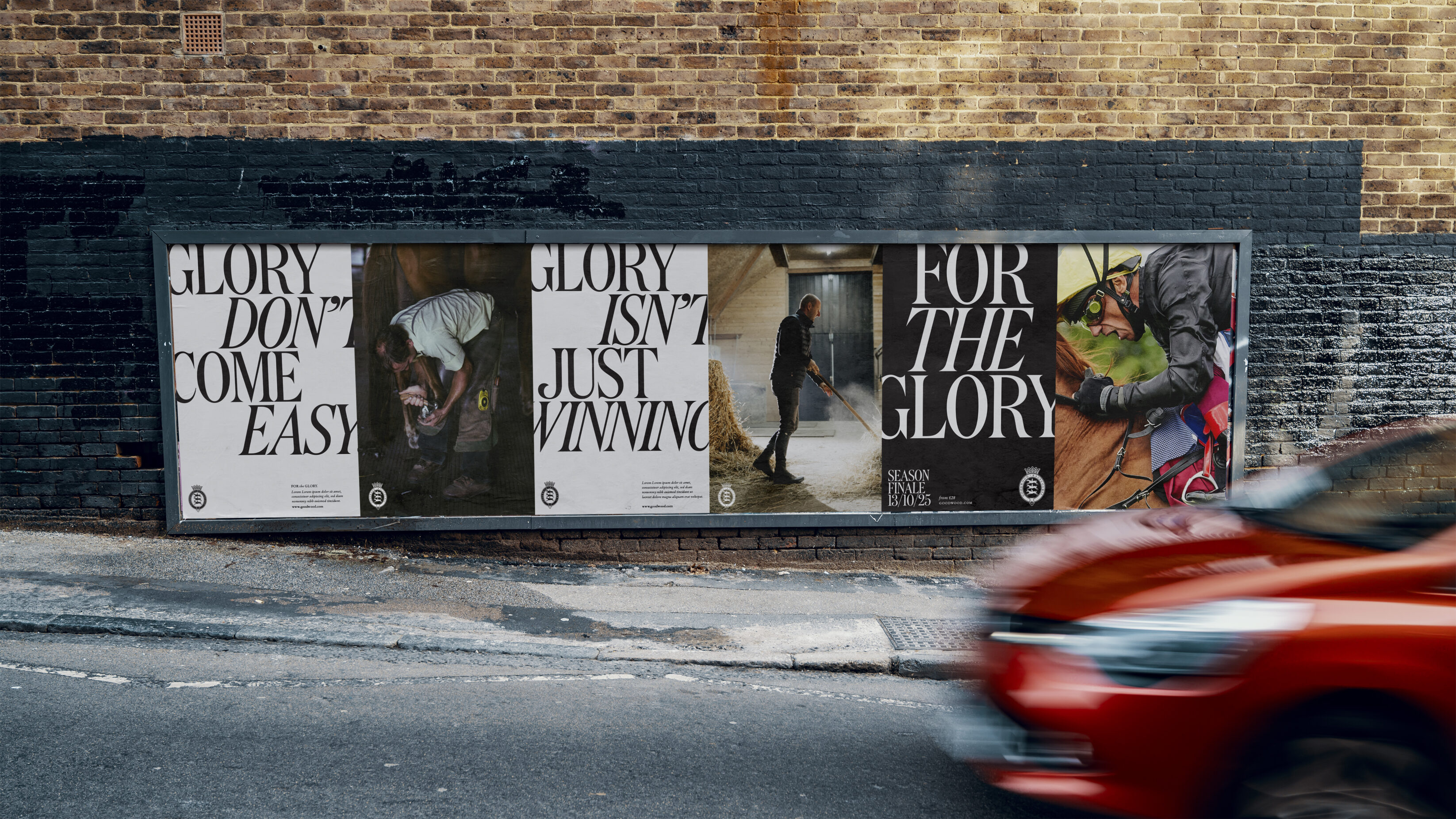 Glory Don't Come Easy brand message on a billboard