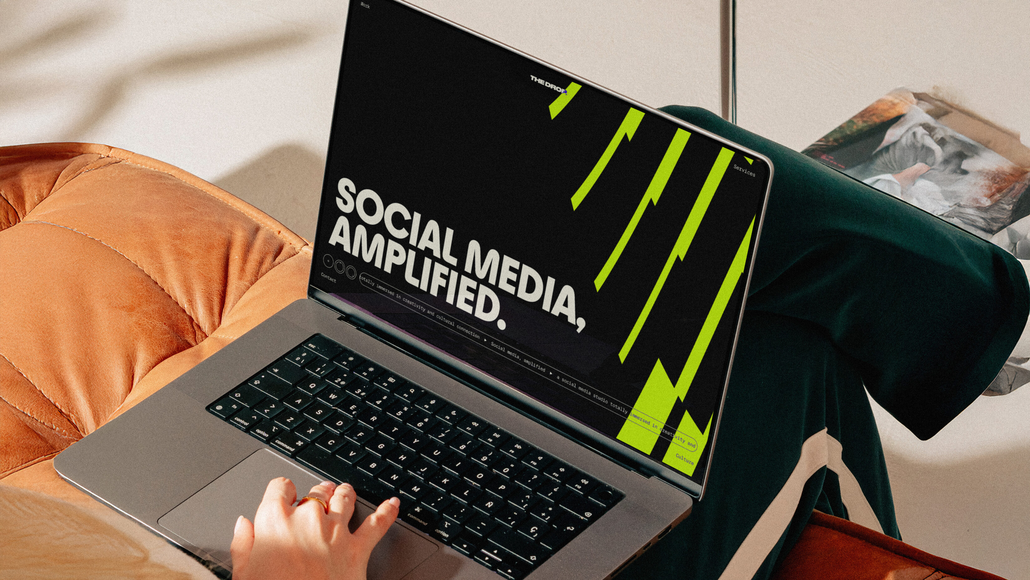 Website homepage shown on a laptop