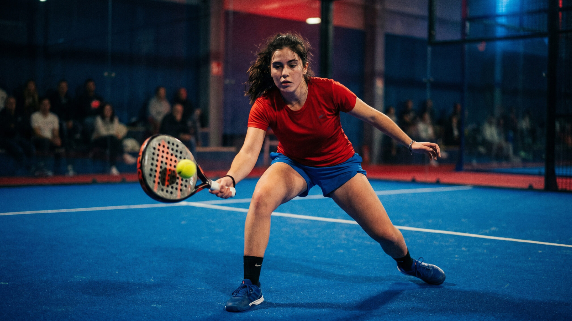 Young woman playing padel.